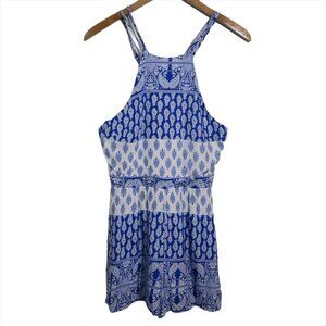 NEW Parisian Collection Blue Floral Romper Summer Boho Paisley